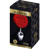 ALIVE - RED FLUFFY SMOOTH METAL ANAL PLEASURE PLUG SIZE M